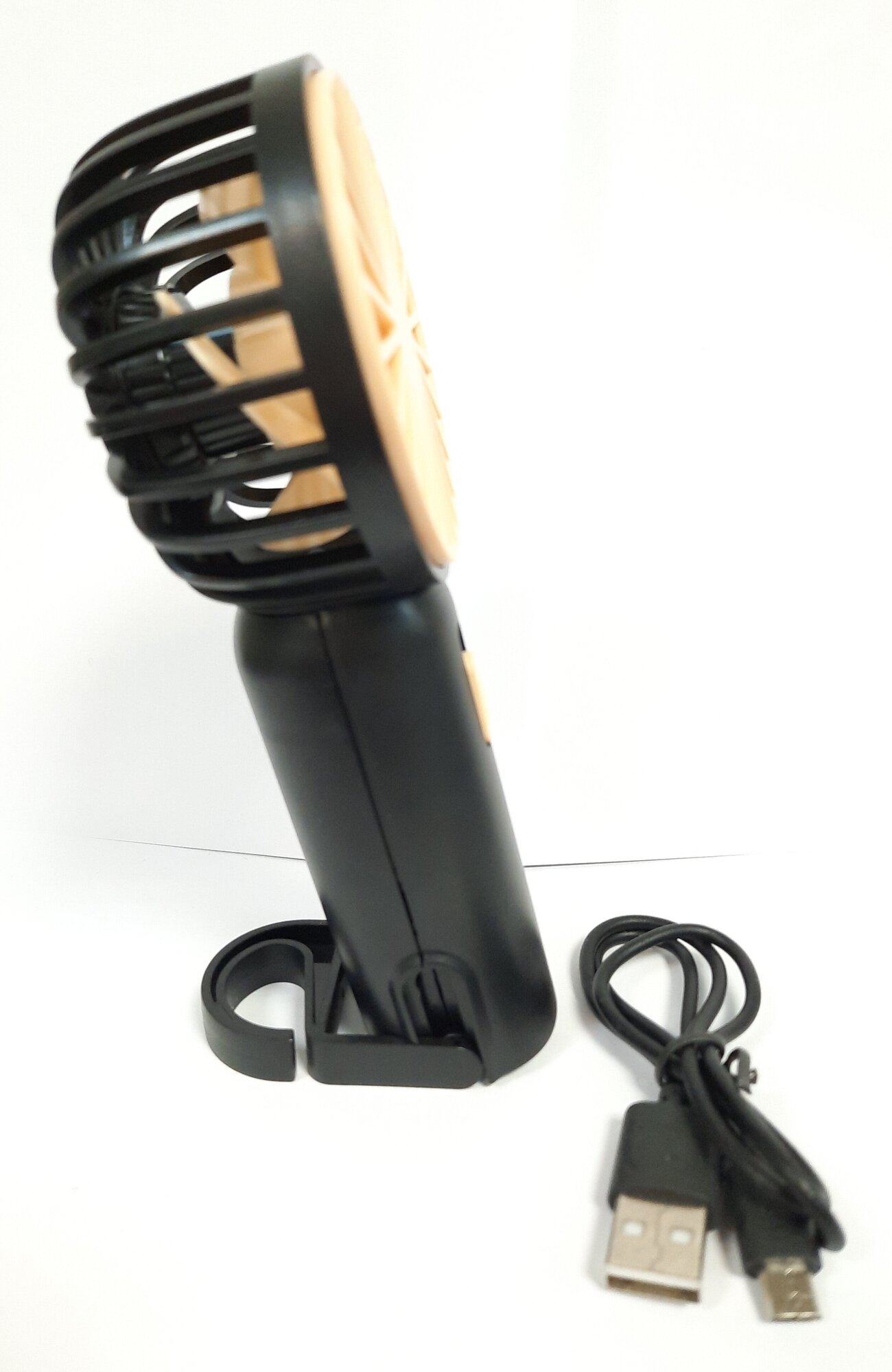 Вентилятор ручной аккумуляторный с подсветкой DD5600 , чёрный - фотография № 2