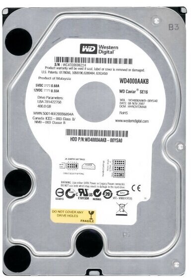Жесткий диск Western Digital WD4000AAKB 400Gb 7200 IDE 3.5" HDD