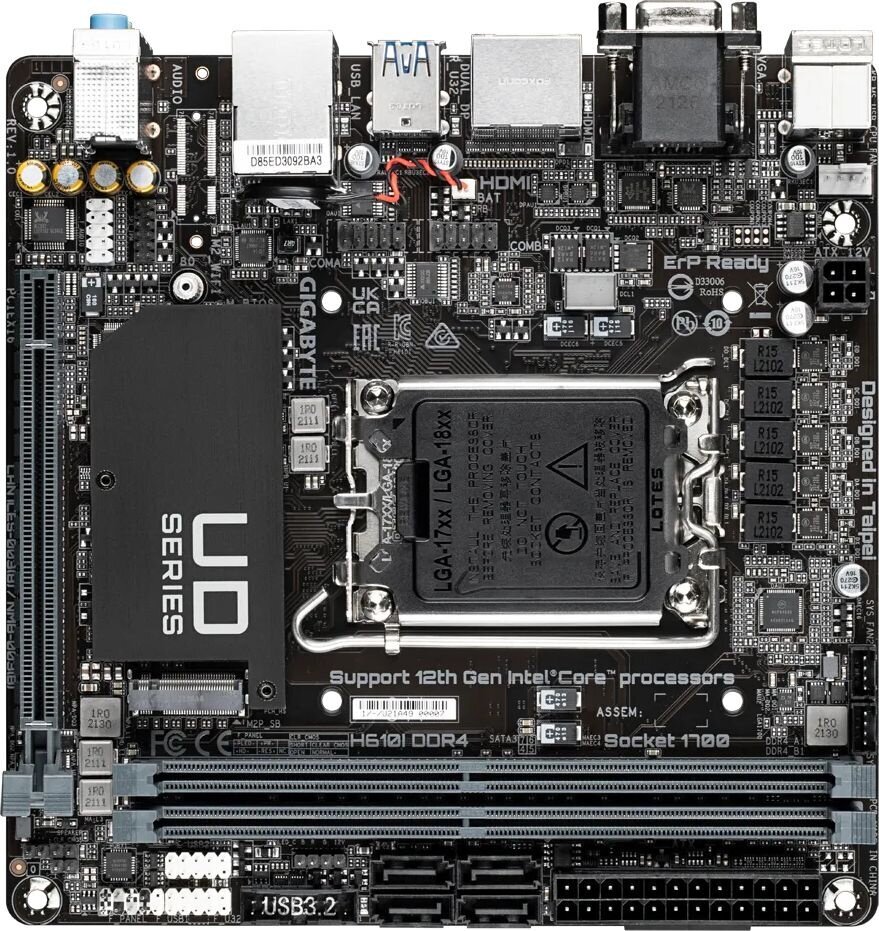 Материнская плата Gigabyte H610I DDR4 Soc-1700 Intel H610