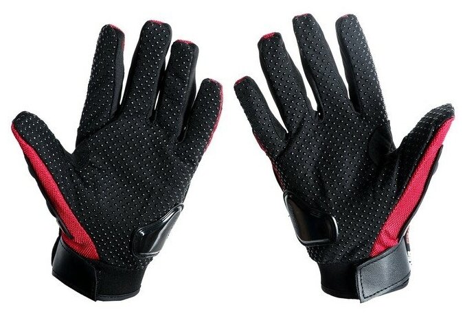 Перчатки для езды на мототехнике КНР с защитными вставками, пара, размер XL, красный