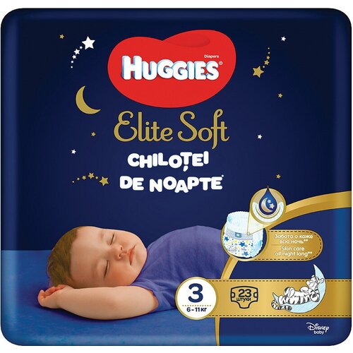 Подгузники-трусики Huggies Elite Soft ночные 3 размер 6-11 кг с 3 мес, 23 шт
