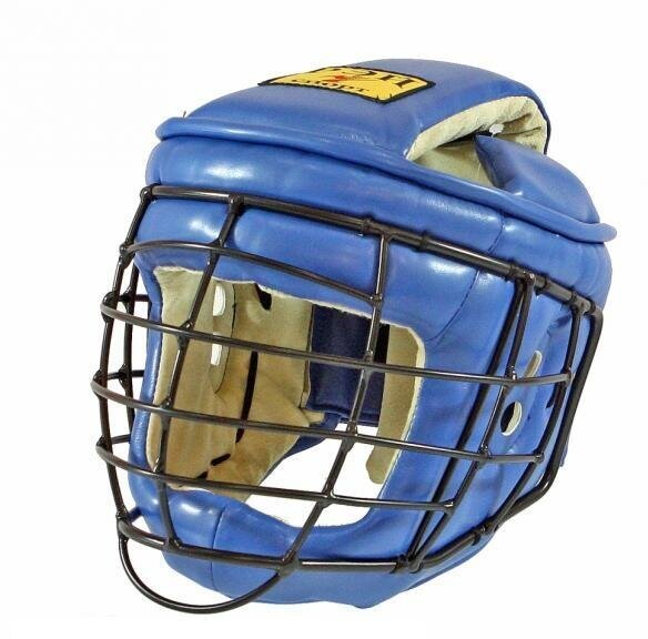 Ш44sИВ Шлем с маской ТИТАН-2 для Армейского Рукопашного Боя, иск. кожа, размер S (цвет синий)