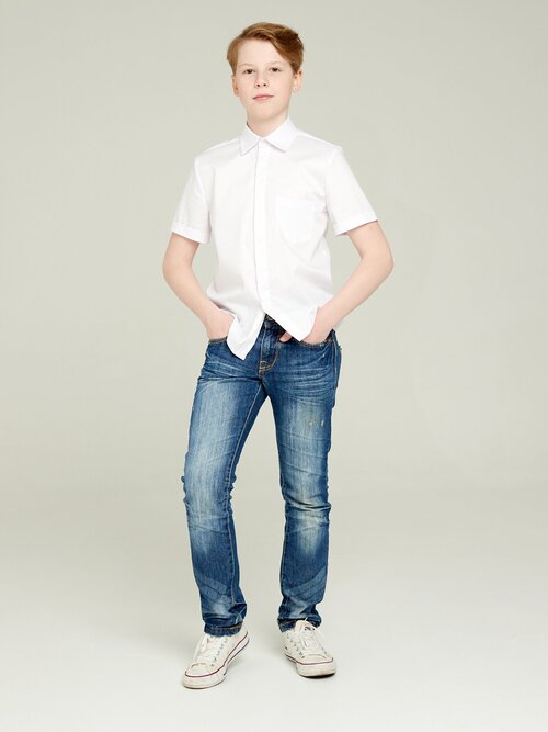 Школьная рубашка IRINA EGOROVA, размер 146, белый