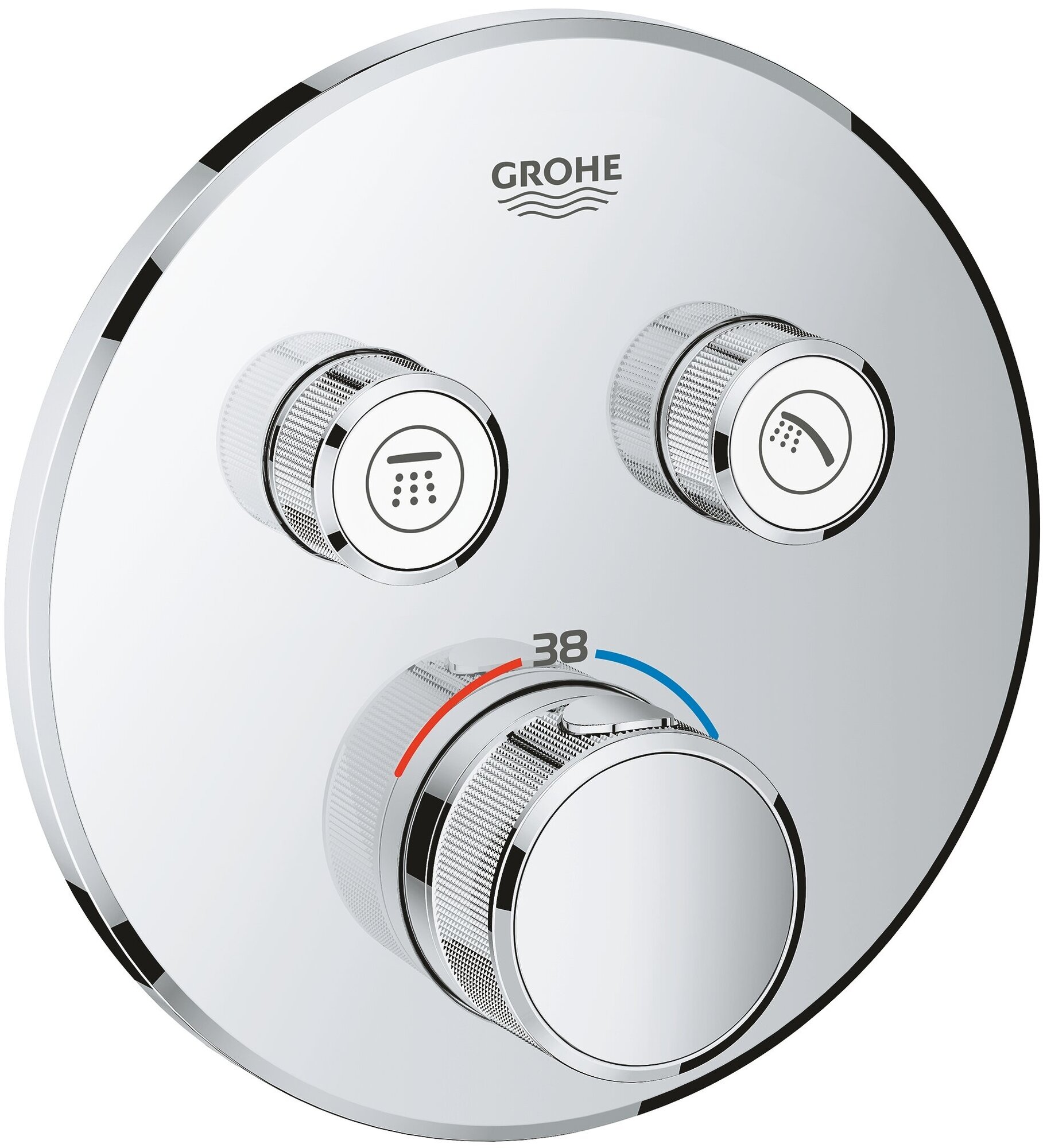 Внешняя часть термостата для душа GROHE Grohtherm SmartControl на 2 потребителя круглая хром (29119000)