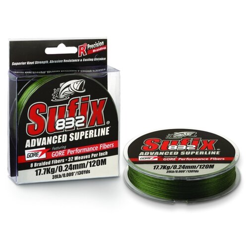 фото Леска плетеная sufix 832 braid зеленая 120м 0.18мм 12кг