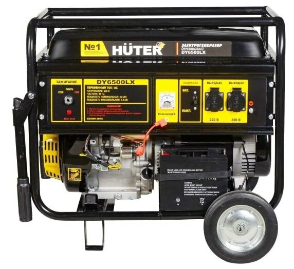 Бензиновый генератор Huter DY6500LX с колёсами,  (5500 Вт)