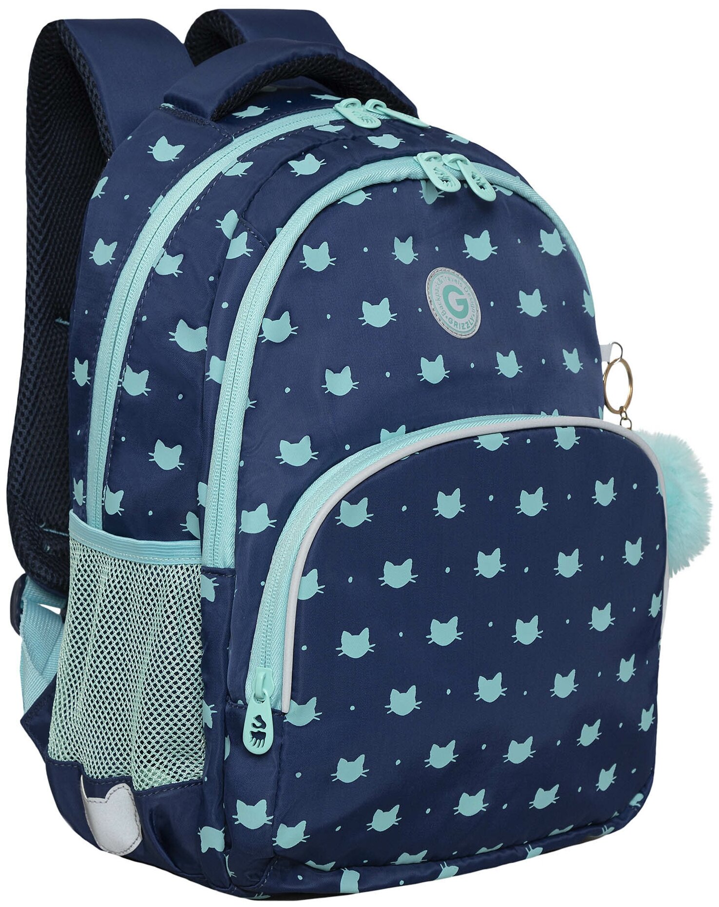 Рюкзак школьный GRIZZLY с карманом для ноутбука 13", анатомической спинкой, для девочки RG-360-5/1