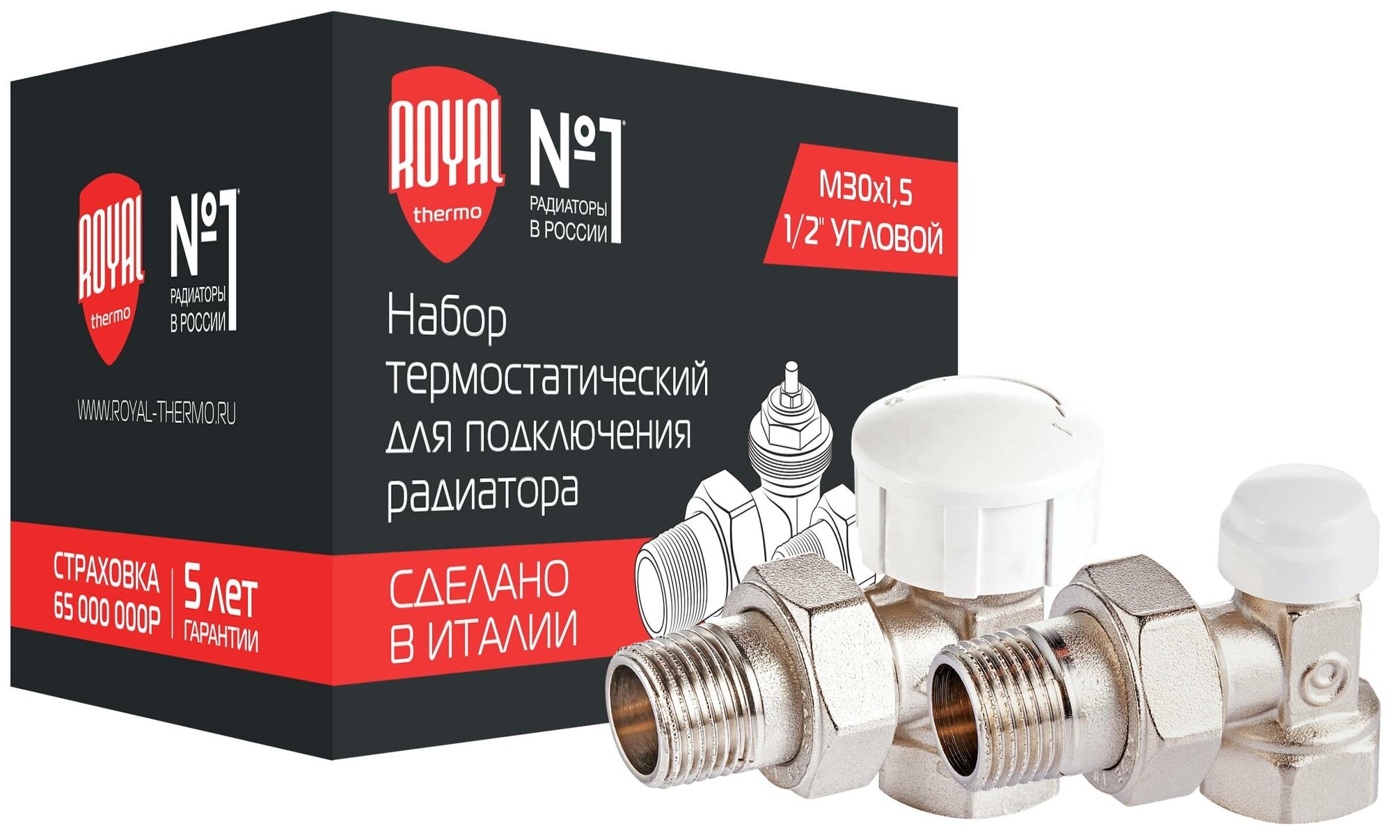 ROYAL THERMO "Набор термостатический для радиатора угловой 3/4 М30x1,5" НС-1442897 - фотография № 1