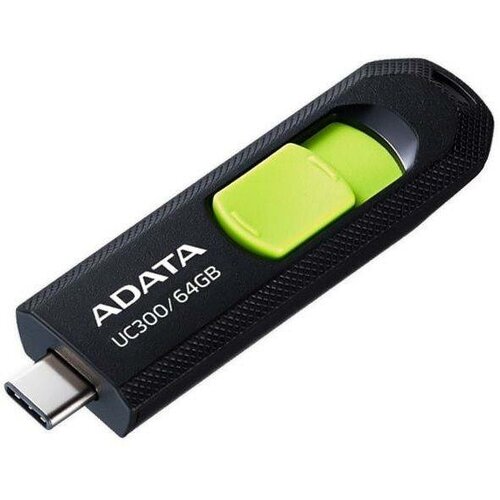 Флешка A-Data UC300 64ГБ USB3.2 черный/зеленый (ACHO-UC300-64G-RBK/GN) флеш диск a data 128gb type c uc300 acho uc300 128g rbk gn usb3 2 черный зеленый