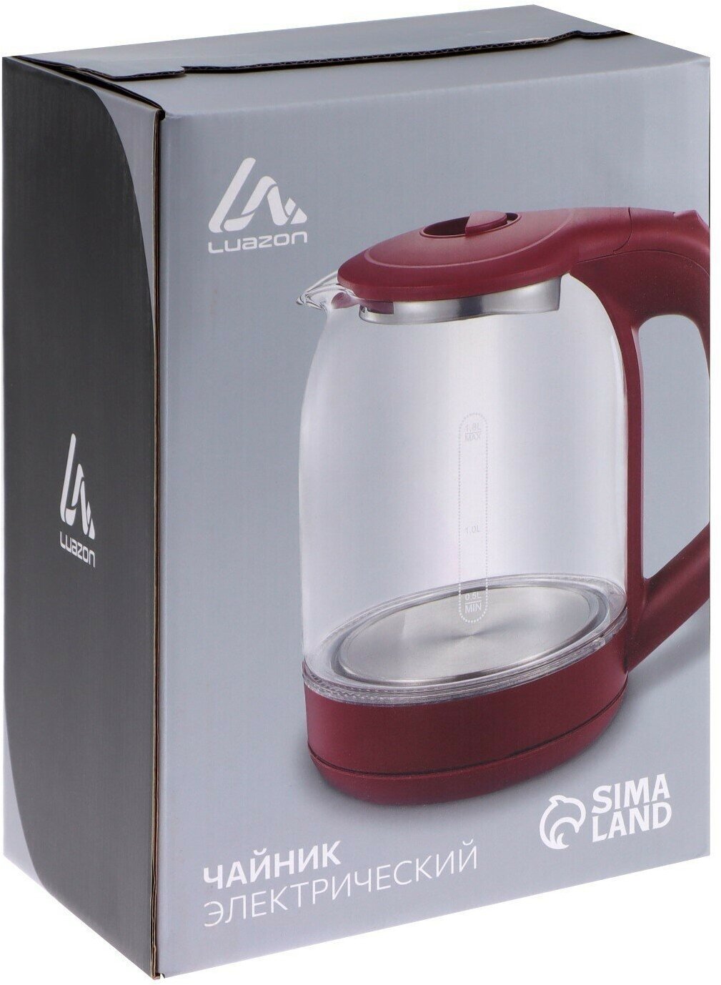 Чайник электрический LuazON LSK-1809, стекло, 1.8 л, 1500 Вт, подсветка, красный Luazon Home - фото №13