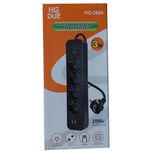 Удлинитель сетевой 4 розетки, 2 входа для USB, 1 type-c порт от GadFamily!