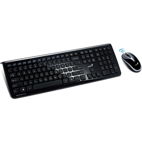Комплект клавиатура и мышь Genius SlimStar I820, беспроводной, черно-серебристый