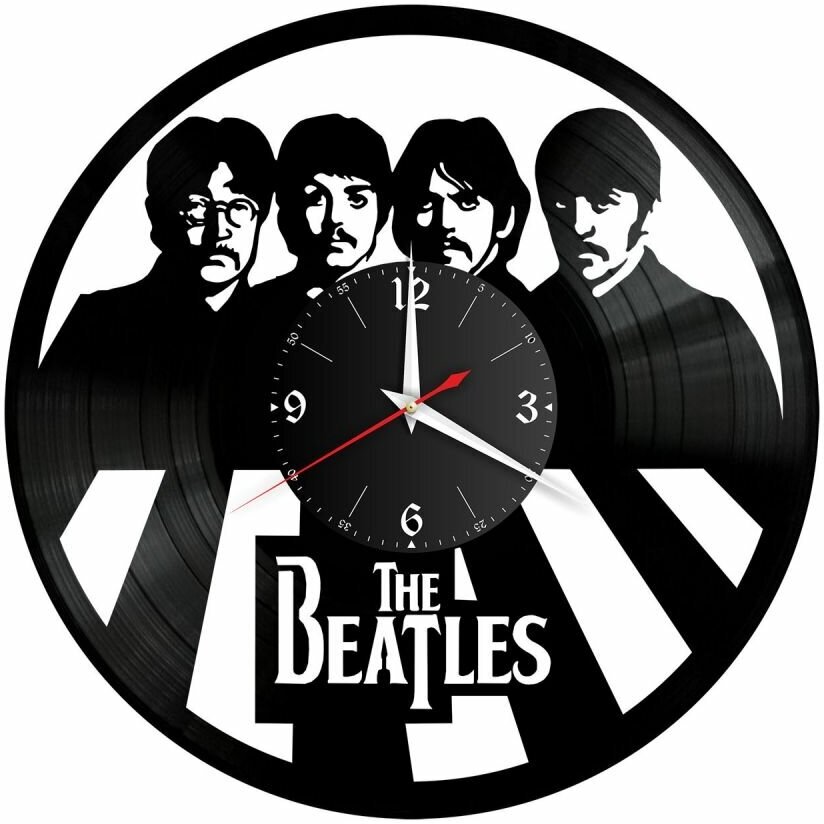 Часы из винила Redlaser "группа Битлз (The Beatles), Джон Леннон, Пол Маккартни, Джордж Харрисон и Ринго Старр" VW-10187