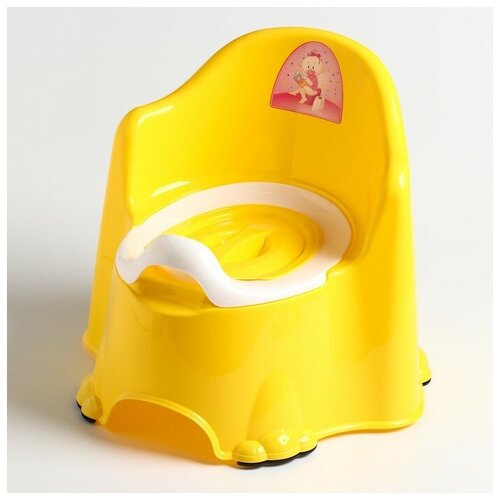 DDSTYLE Горшок детский антискользящий «Комфорт» с крышкой, съёмная чаша, цвет жёлтый горшок детский со спинкой комфорт 35 5х35 5х32 ddstyle розовый с крышкой съёмная чаша