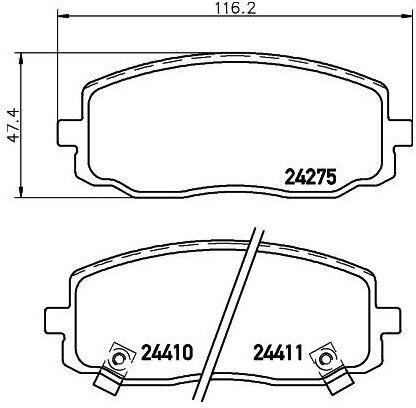 Колодки тормозные дисковые передние для а/м Kia Picanto (04-) / Hyundai i10 (04-) TRIALLI