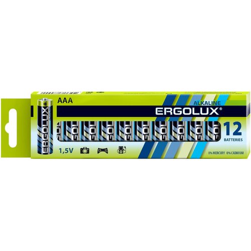 LR03 Alkaline BP-12 (, батарейка,1.5В), ERGOLUX LR03 BP-12 (12 шт.) батарейка crazypower алколиновая lr03 ааа в упаковке 10 шт