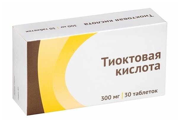 Тиоктовая кислота таб. п/о плен., 300 мг, 30 шт.