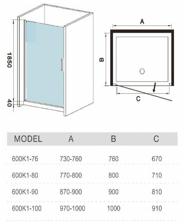 Душевые двери WeltWasser WW600 600K1-90