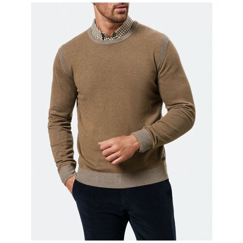 Пуловер Pierre Cardin, средней длины, вязаный, трикотажный, размер XL, коричневый