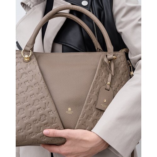 фото Сумка тоут beautiful birds macaw, фактура тиснение, бежевый