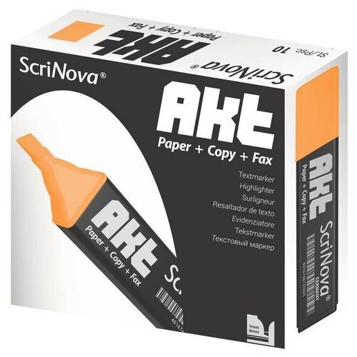 Маркер-текстовыделитель ScriNova Akt (1-5мм, оранжевый) 10шт.