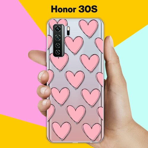 Силиконовый чехол Узор из сердец на Honor 30s силиконовый чехол узор из сердец на honor 9x