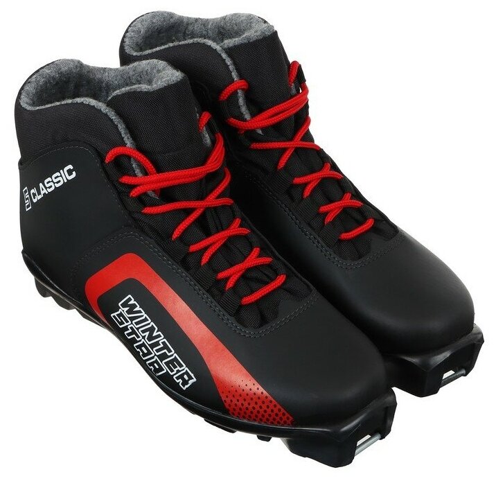 Ботинки лыжные Winter Star classic, SNS, искусственная кожа, цвет чёрный/красный, лого белый, размер 38