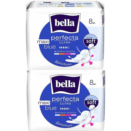 Bella прокладки Perfecta ultra maxi blue, 5 капель, 8 шт/уп * 2уп