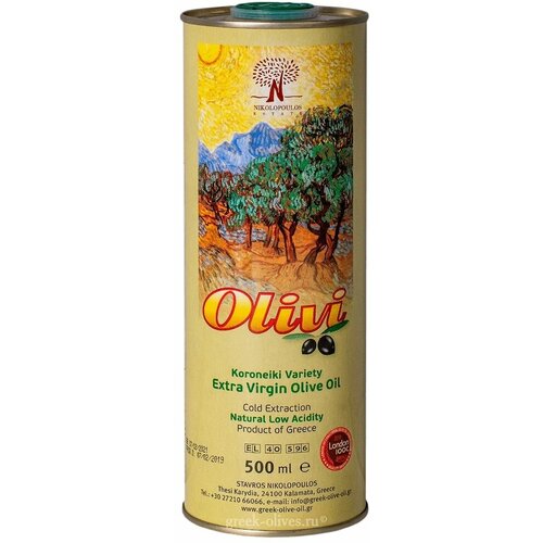Оливковое масло фермерское OLIVI, Греция, ж/б, 500мл