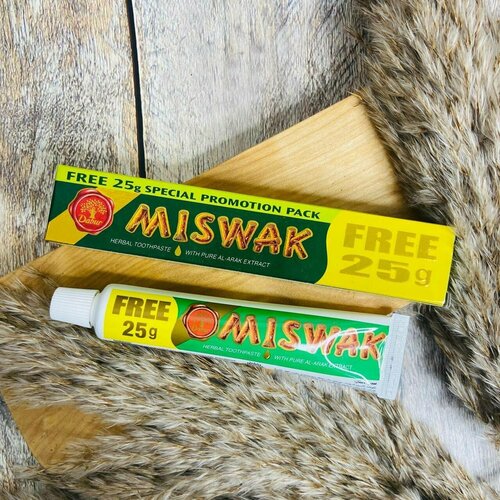 Зубная паста Dabur Miswak (Дабур Мисвак) 75гр без фтора / Отбеливающая дентальная паста / гигиена за зубами и ротовой полостью