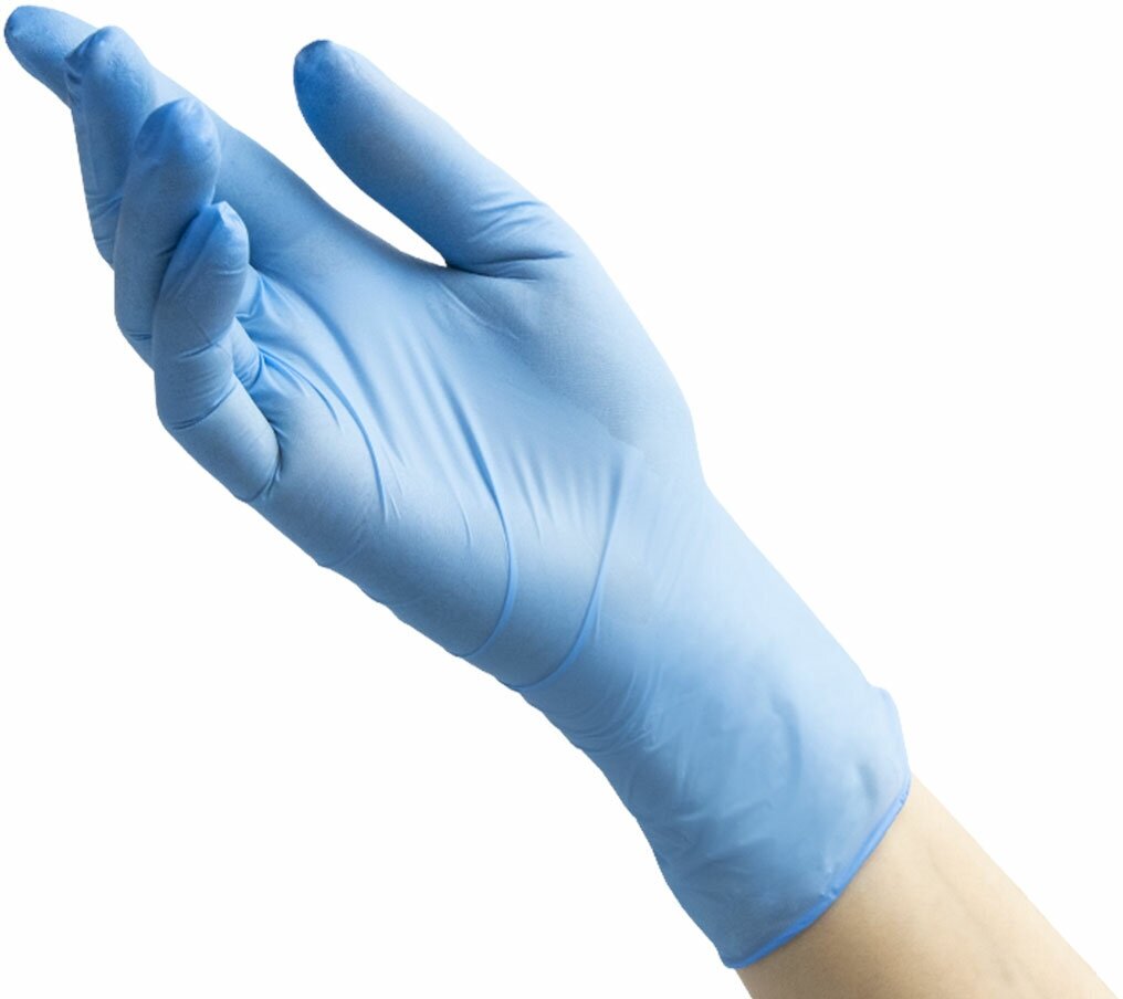 Перчатки смотровые Benovy Nitrile MultiColor текстурированные на пальцах, 50 пар, размер: M, цвет: голубой, 1 уп.
