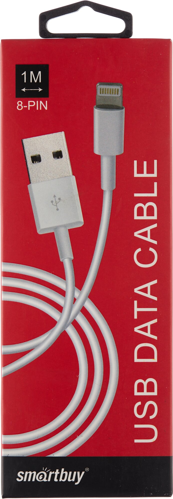 Дата-кабель SmartBuy USB-8 pin в коробке PLAIN COLOR 1 метр белый