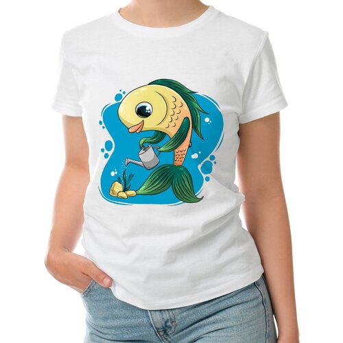 Женская футболка «Рыба-садовод» (L, темно-синий)