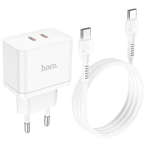 Сетевое зарядное устройство Hoco N29 Triumph, PD35W + кабель USB Type-C - USB Type-C, 1 м, белый зарядное устройство сзу ba73a lightning на 2 type c 35w 3a borofone eu белый