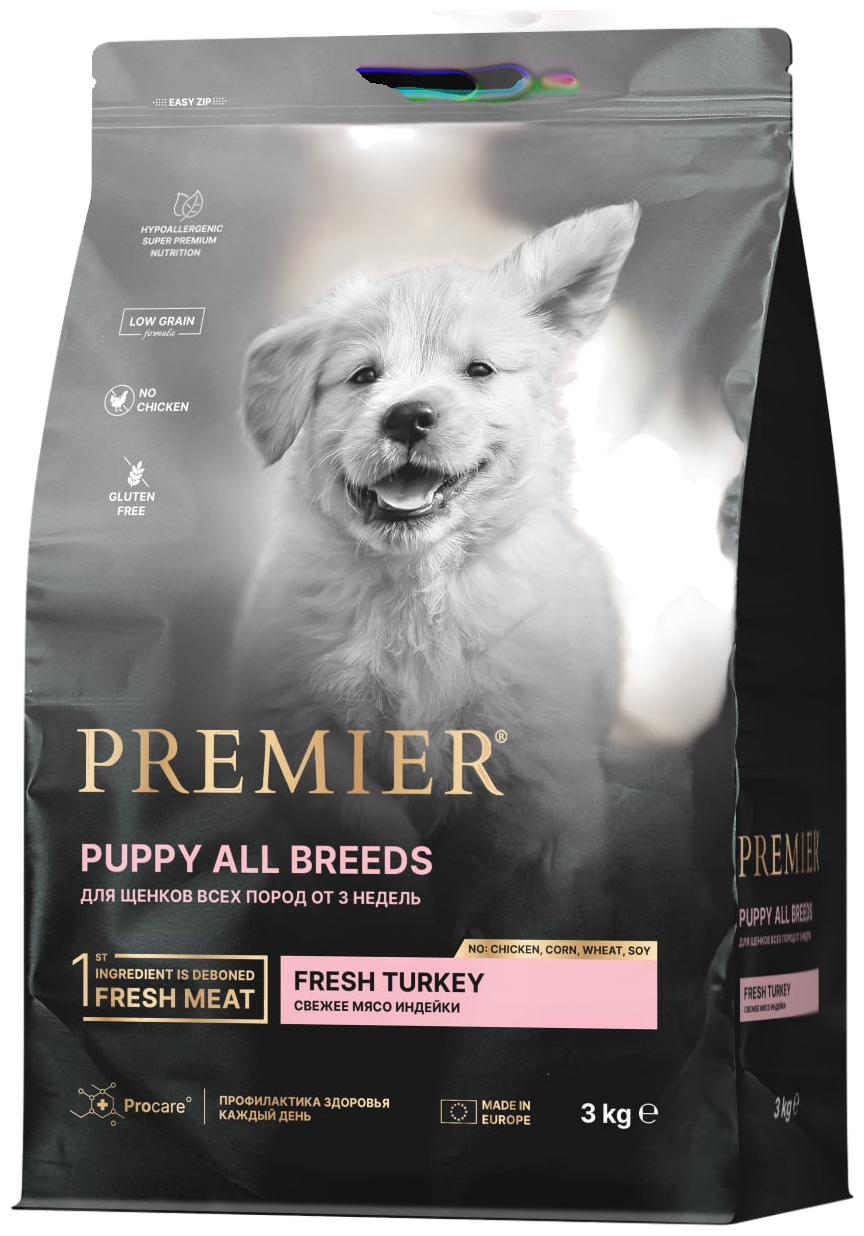 PREMIER Dog All Breeds Puppy Turkey Корм сух.индейка д/щенков всех пород 1кг - фото №1