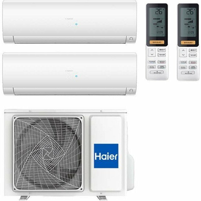 Мульти сплит-система на 2 комнаты Haier Flexis 2U40S2SM1FA + AS25S2SF2FA - White/*2шт. (40м2)