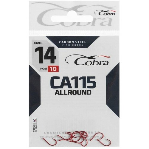 cobra крючки cobra allround серия ca112 10 10 шт COBRA Крючки Cobra ALLROUND, серия CA115, № 14, 10 шт.