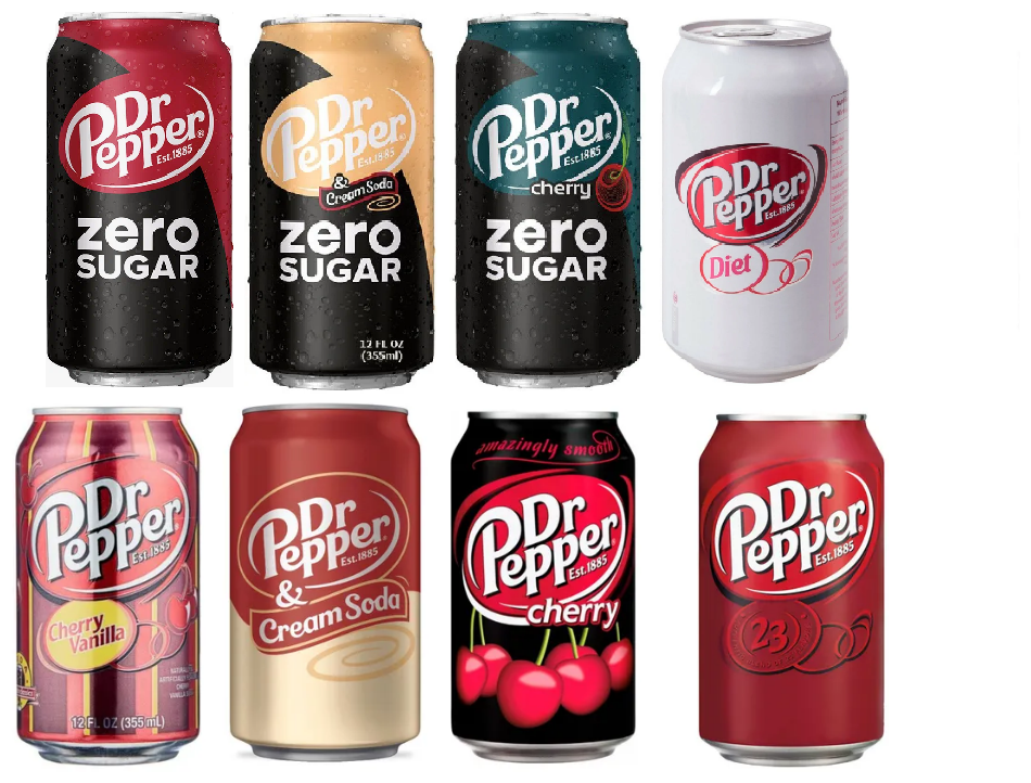 Набор газированных напитков Dr. Pepper и Dr. Pepper Zero, USA / Доктор Пеппер (Без сахара) США / 8 банок по 355 мл