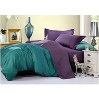 Комплект постельного белья (Сатин) 1,5 спальный, наволочки 70x70 фиолетовый, зеленый