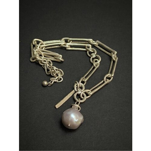 Колье цепочка гальваническое серебро и натуральный жемчуг