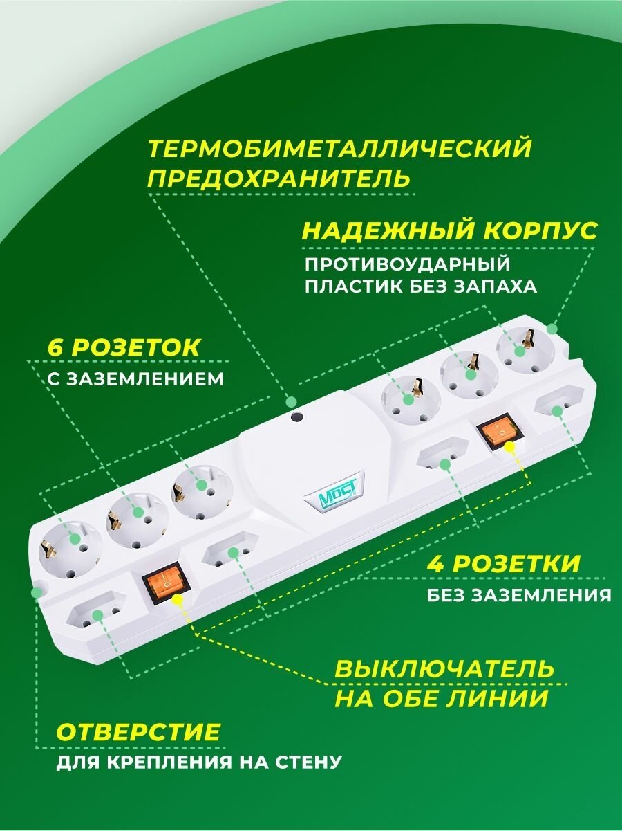 Сетевой фильтр Most TRG 3м, удлинитель сетевой - фотография № 2