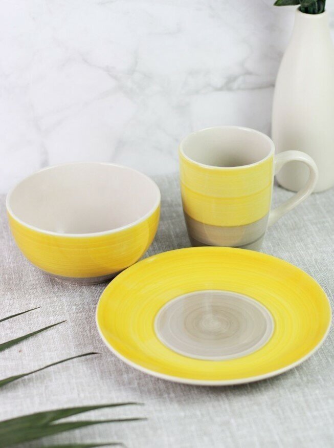 Набор посуды для завтрака Elrington на каждый день тарелка кружка желтый цвет