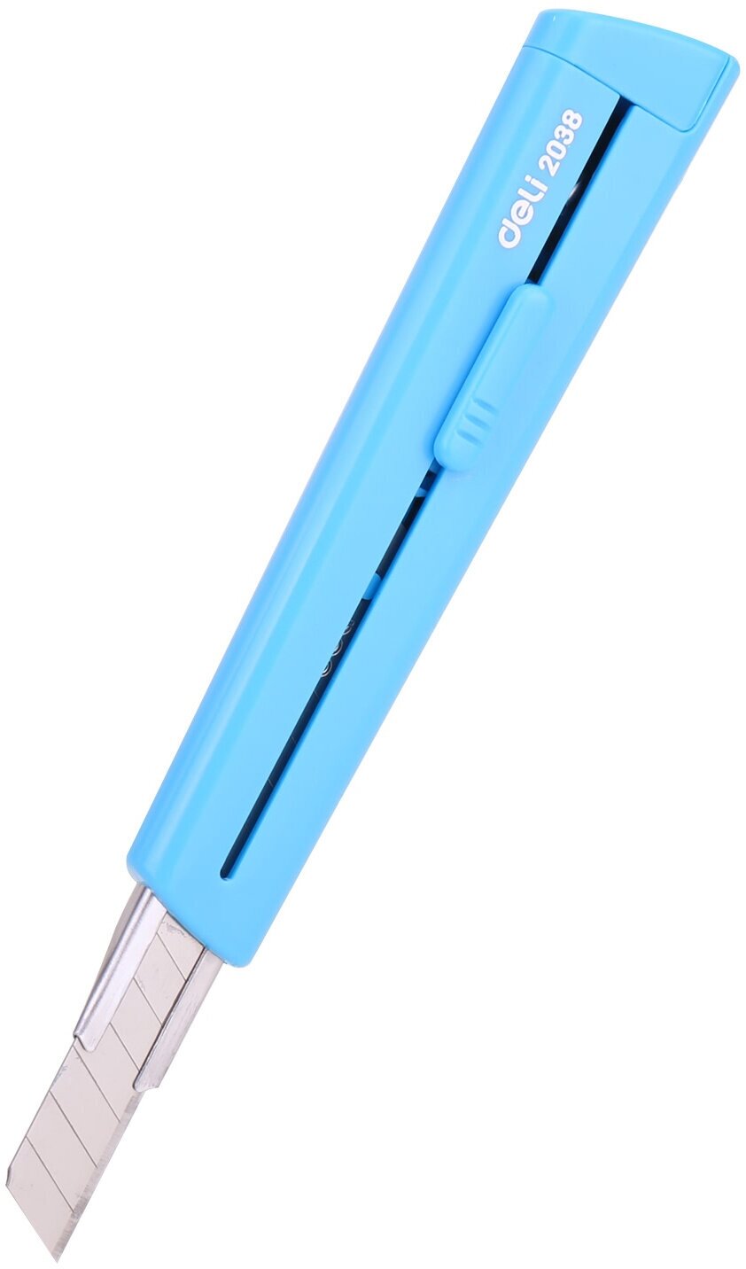 Нож канцелярский, ширина лезвия 9 мм, синий (E2038BLUE) DELI - фото №2