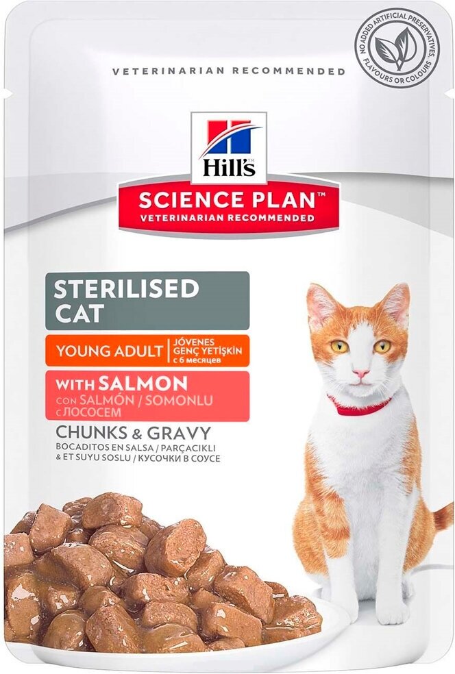 Hill's Science Plan Sterilised Cat влажный корм для кошек и котят от 6 месяцев, с лососем, 85г - фото №6