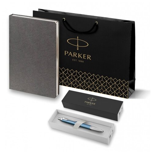 подарочный набор ручка шариковая parker im premium k318 blue grey ct цвет чернил синий и ежедневник серебристого цвета Подарочный набор: Ручка шариковая Parker IM Premium K318 Blue Grey CT, цвет чернил синий и ежедневник серебристого цвета