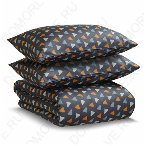 Комплект постельного белья полутораспальный из сатина мятного цвета с принтом Triangles из коллекции, Tkano, TK20-DC0004
