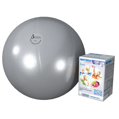 фото Фитбол премиум - медицинский гимнастический мяч d65, цвет серебро альпина пласт