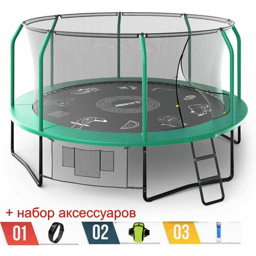 фото Каркасный батут unix line 14ft (4.27 м) supreme game (blue) + аксессуары