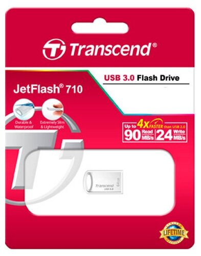 Накопитель USB 3.0 64GB Transcend JetFlash 710 TS64GJF710S серебристый