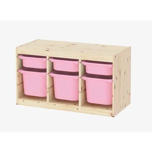 Стеллаж Труфаст горизонтальный с контейнерами, розовый